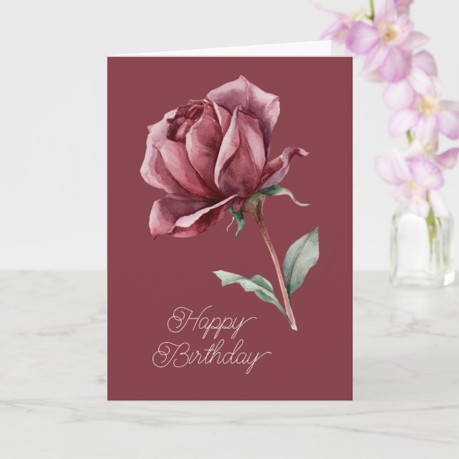 Carte Anniversaire Rose Rouge (Orchidée)