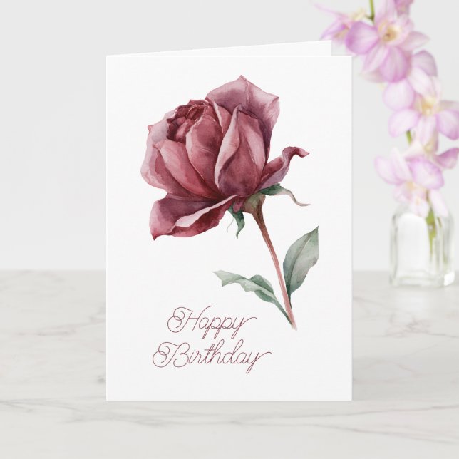 Carte Anniversaire Rose Rouge Blanche (Orchidée)