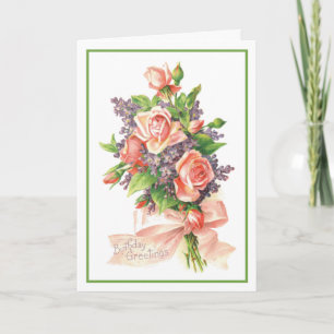 Carte Anniversaire Roses Roses Rose Violences Art fin Vi