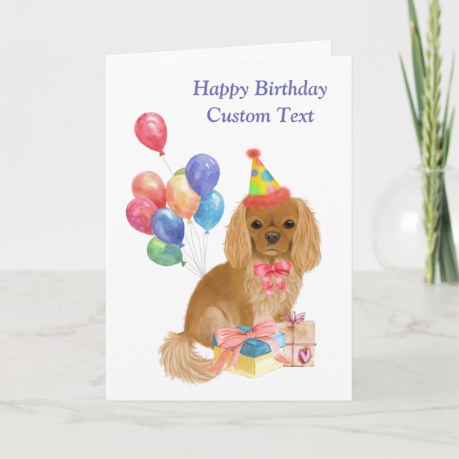 Carte Anniversaire Ruby Cavalier King Charles Spaniel (Devant)