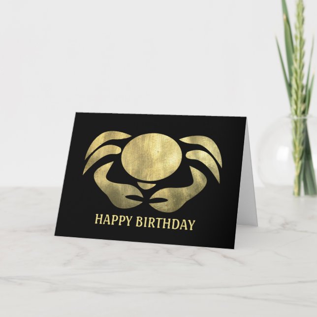 Carte Anniversaire rustique imprimé de crabe de Cancer (Devant)