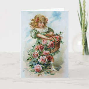Carte Anniversaire Salutations Rose Victorian Girl