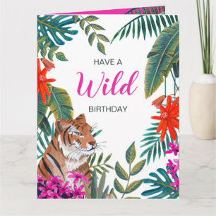 Carte Anniversaire sauvage de tigre dans la jungle