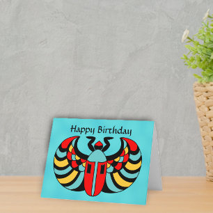 Carte Anniversaire Scarabée Égyptien Coloré Vibrant
