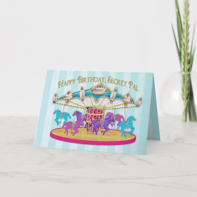 Carte Anniversaire - Secret Pal - Carousel (Devant)