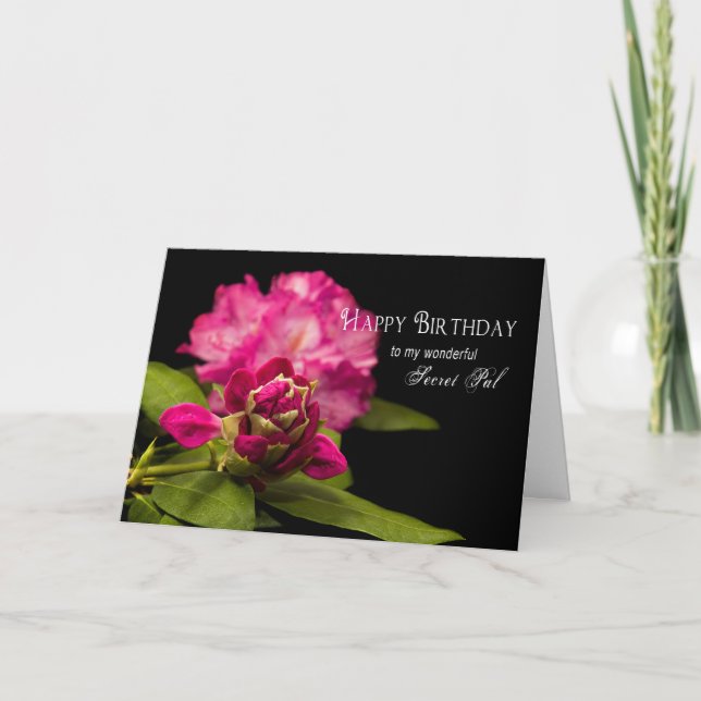 Carte ANNIVERSAIRE - SECRET PAL - RODODENDRONS sur Black (Devant)