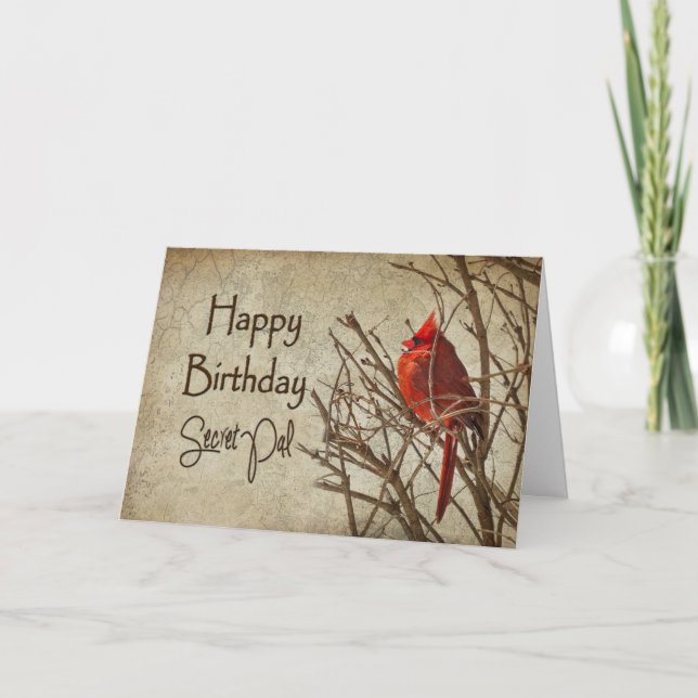 Carte Anniversaire - Secret Pal - Texté - Cardinal Rouge (Devant)