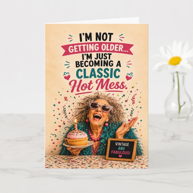 Carte Anniversaire Senior Sassy Chaotique (Petite plante)