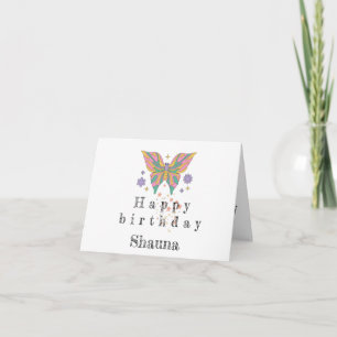 Carte Anniversaire simple et personnalisé de papillon mi