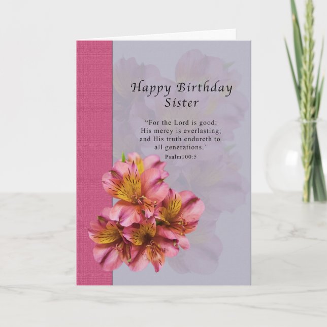 Carte Anniversaire, soeur, religieuse, fleurs (Devant)