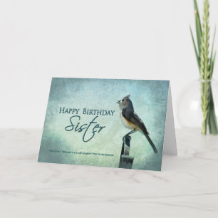 CARTE ANNIVERSAIRE - SOEUR - TITMOUSE SONGBIRD