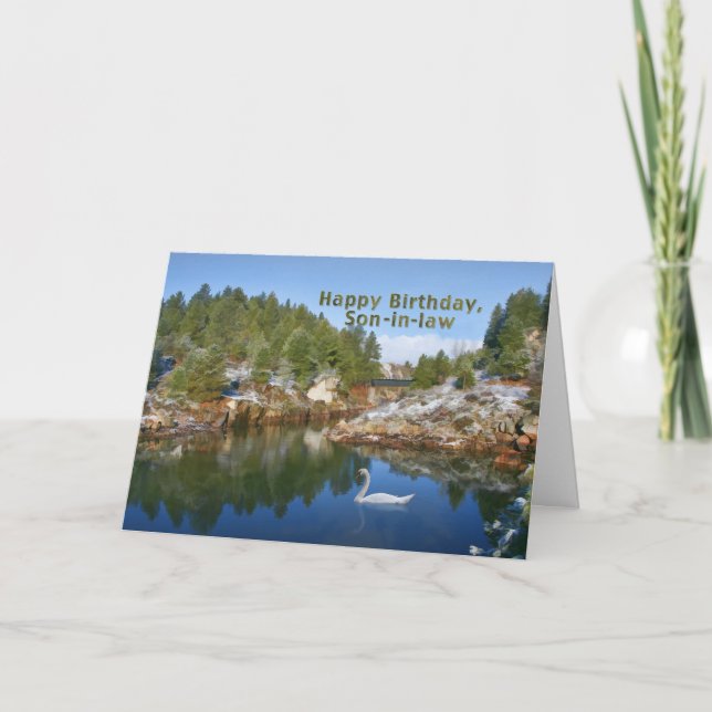 Carte Anniversaire, Son beau-fils, Lac de la Montagne, C (Devant)