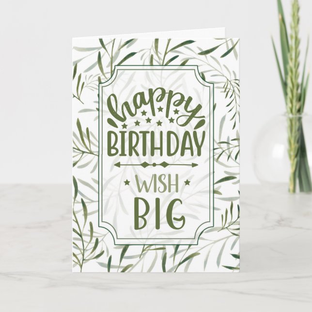 Carte Anniversaire Souhaite grand Sage Botanique Feuille (Devant)