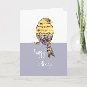 Carte Anniversaire Souhaits avec note de musique Bird