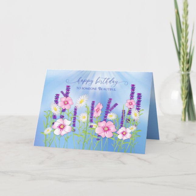 Carte Anniversaire Spécial Lady Delicate Flower Garden B (Devant)