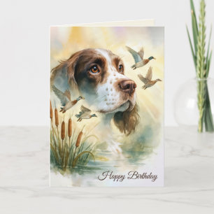 Carte Anniversaire Springer Spaniel Chien Avec Cattails