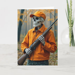 Carte Anniversaire Squelette Chasseur de cerfs portant u