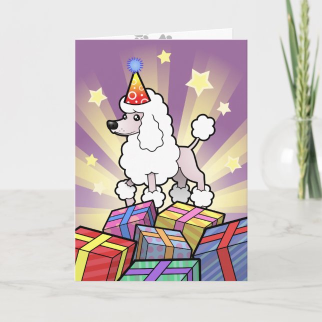 Carte Anniversaire Standard/Miniature/Poodle de jouet (m (Devant)