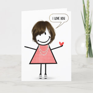 Carte Anniversaire Stick Figure Girl avec bulle vocale