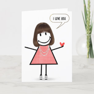 Carte Anniversaire Stick Figure Girl avec bulle vocale