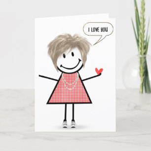 Carte Anniversaire Stick Figure Girl avec bulle vocale