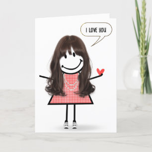 Carte Anniversaire Stick Figure Girl avec bulle vocale