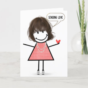 Carte Anniversaire Stick Figure Girl avec bulle vocale