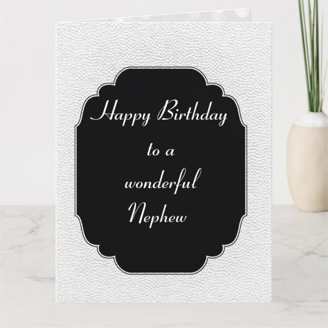 Carte Anniversaire Stylé moderne noir et blanc Neveu (Devant)