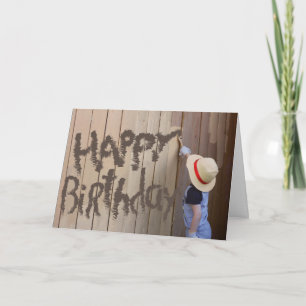 Carte Anniversaire Sunhat Boy Peinture clôture