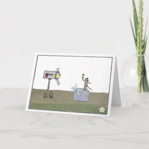 Carte Anniversaire Surprise - Boîte aux lettres, souris 