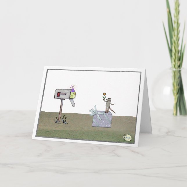 Carte Anniversaire Surprise - Boîte aux lettres, souris  (Devant)