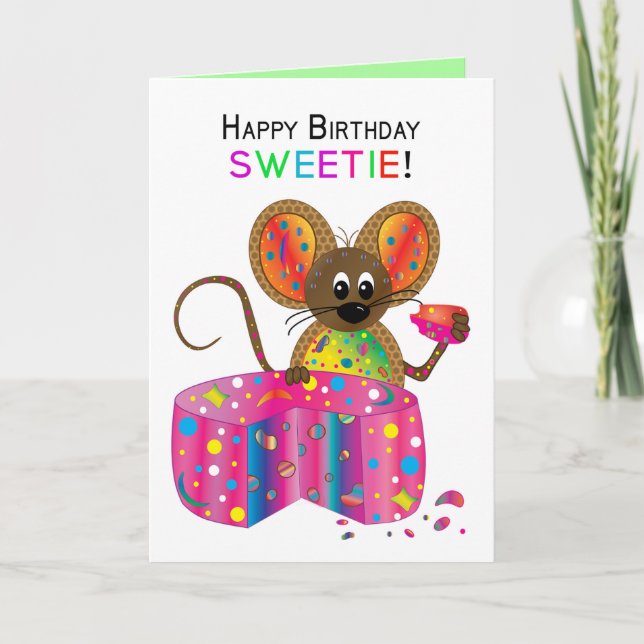 Carte Anniversaire, Sweetie, Souris, Collection Kaleidos (Devant)