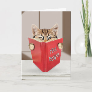 Carte Anniversaire Tabby Cat Lecture Livre
