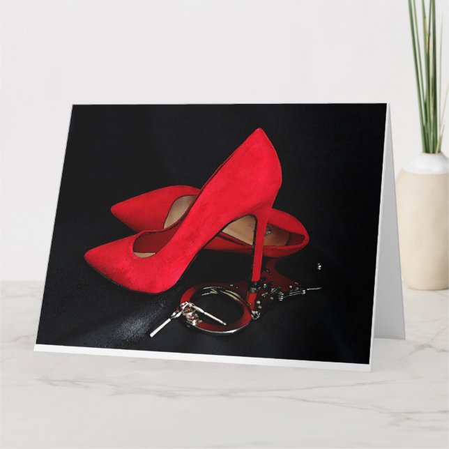 CARTE ANNIVERSAIRE TALONS HAUTS & MENOTTES (Devant)