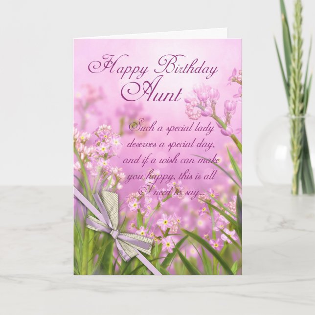 Carte Anniversaire Tante - Rose Feminine Florale A (Devant)