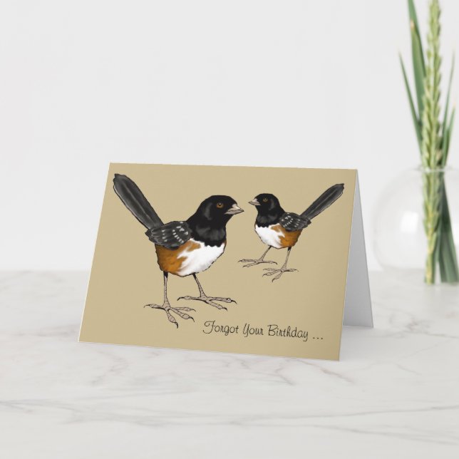 Carte Anniversaire tardif, cerveau d'oiseau, dessin des (Devant)