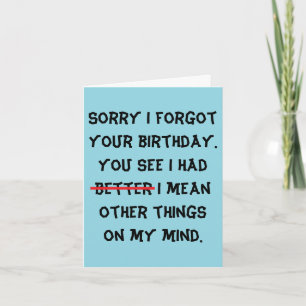 Carte anniversaire tardif et humoristique