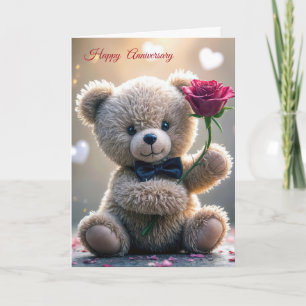 Carte Anniversaire Teddy Ours Avec Rose