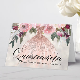 Carte Anniversaire tendance de Quinceañera Floral