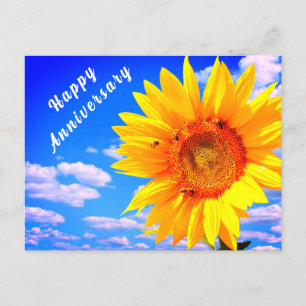 Carte Anniversaire tournesol et abeilles sur le ci
