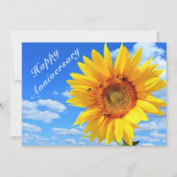 Carte Anniversaire tournesol et abeilles sur le ci