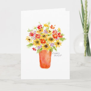 Carte Anniversaire Tournesol Vase Religieux Joie Bénédic