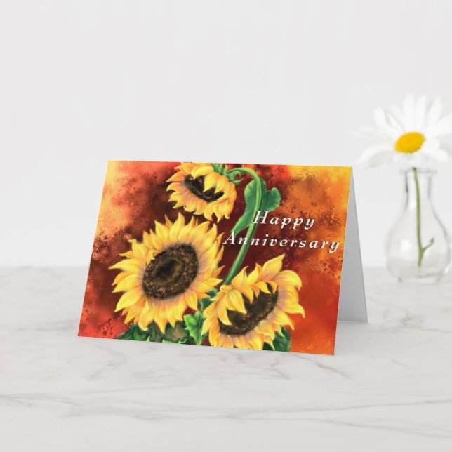 Carte Anniversaire Trois Tournesols (Petite plante)