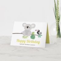 Anniversaire tropical mignon de koala et de toucan