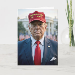 Carte Anniversaire Trump avec un Casquette Red MAGA