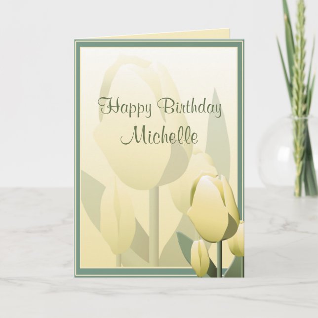 Carte Anniversaire Tulipes de printemps Jaune Bonne cart (Devant)