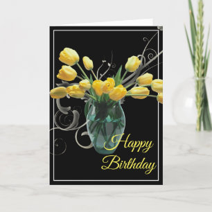 Carte Anniversaire - Tulipes Jaunes