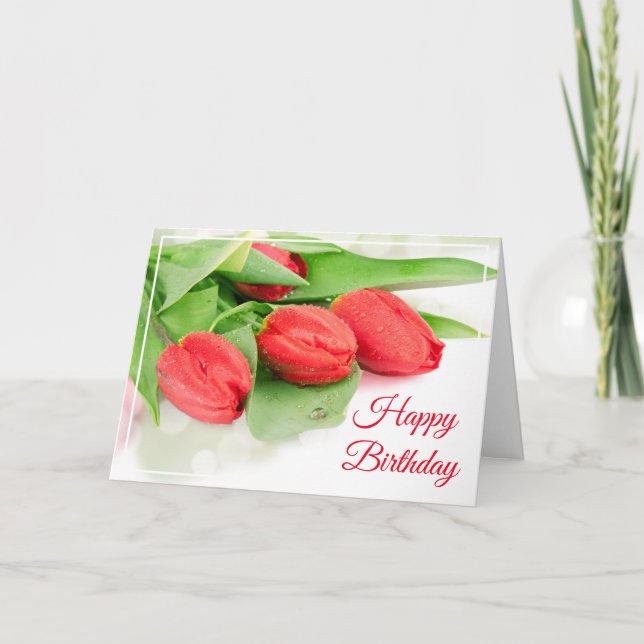 Carte Anniversaire - Tulipes Rouges (Devant)