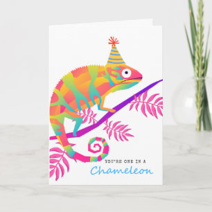 Carte Anniversaire Unique dans un Caméléon Tropical