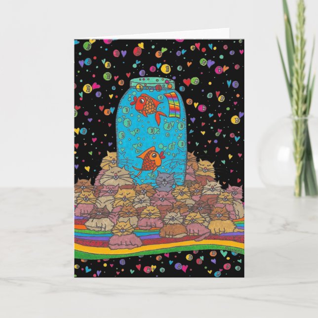 Carte anniversaire unique merci amour amitié art (Devant)